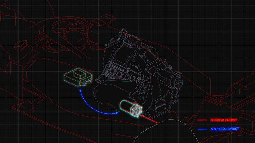 3D CAD ábra az MGU-K generátorról
