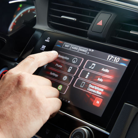 Közelkép a Honda Connect szórakoztatóelektronikai és információs rendszerről.