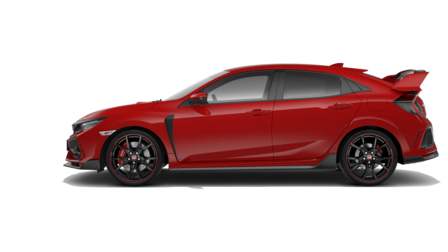 A Honda Civic Type R oldalnézetből.