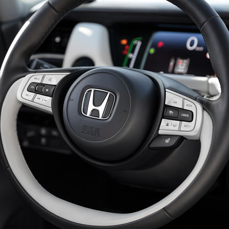 Közelkép a Honda Jazz kormánykerekéről