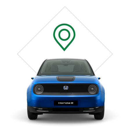 Közelkép a Honda e autóról.