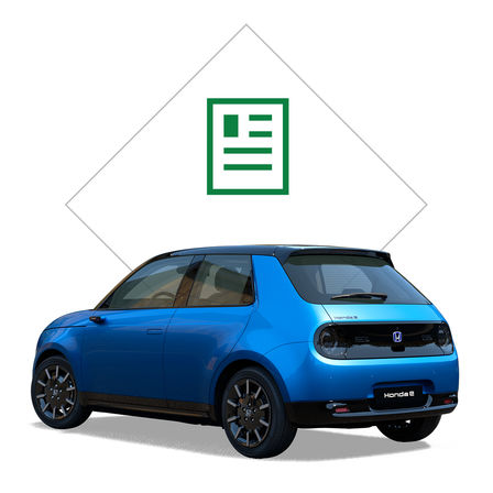 Közelkép a Honda e autóról.