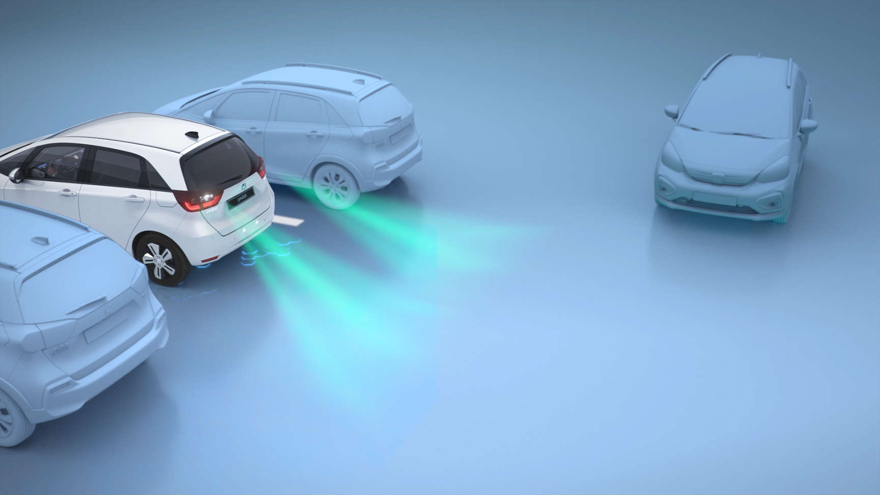 Figyelmeztető jelzéseket jelenít meg, amikor tolatni kezd a Honda személyautóval
