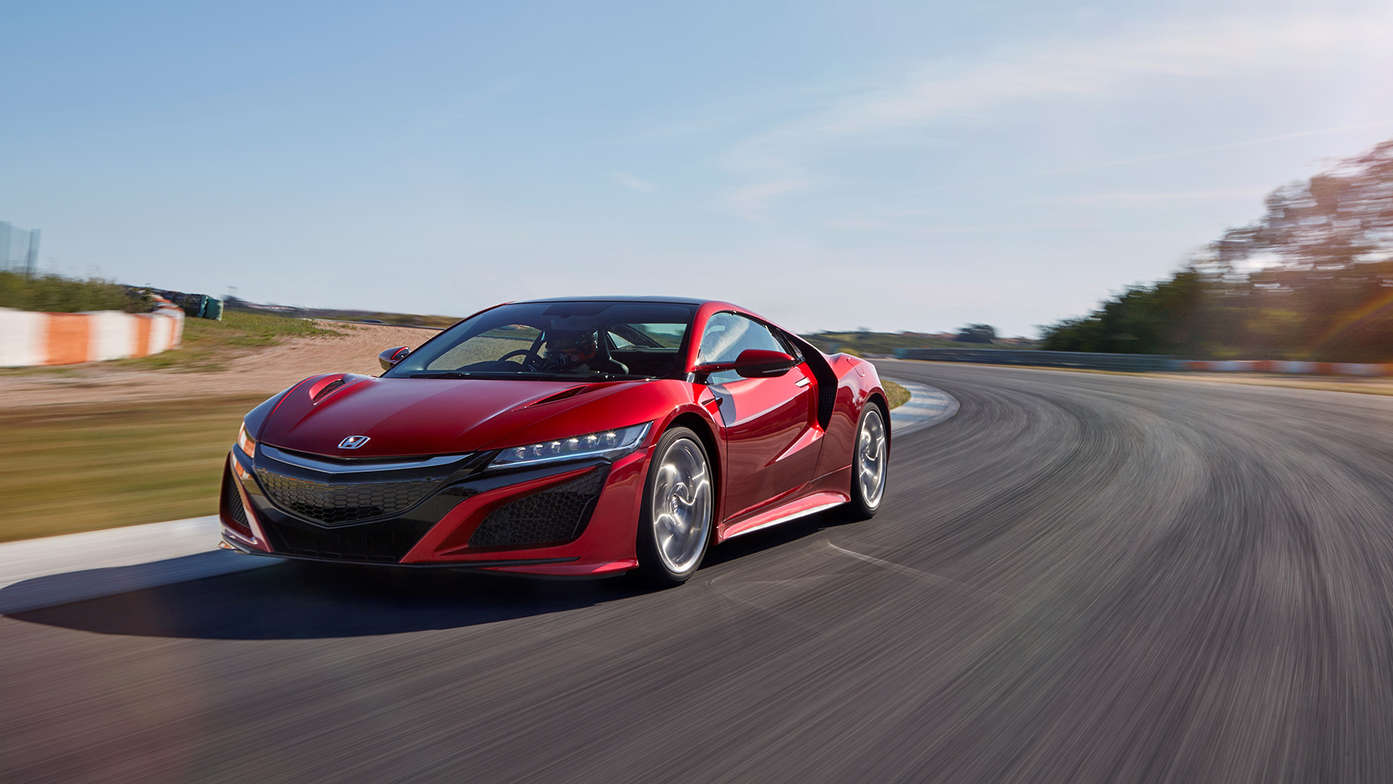 Háromnegyedes felvétel a legújabb Honda NSX elejéről.