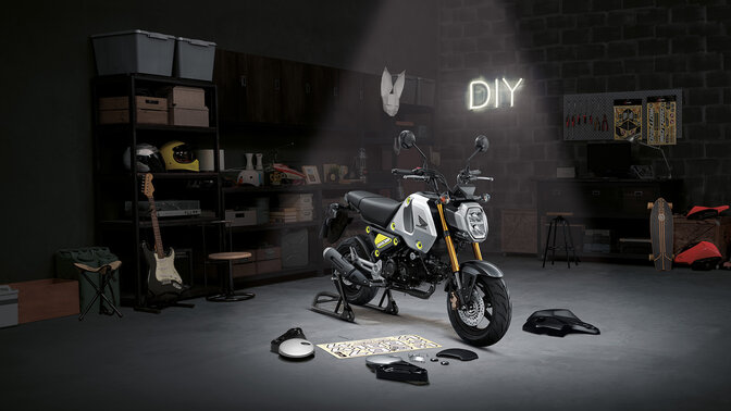 Honda MSX125 Grom – háromnegyedes stúdiófelvétel elölről