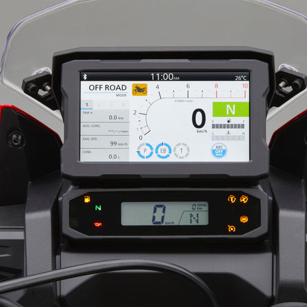 Honda Africa Twin, közelkép az Apple CarPlay® funkciót alkalmazó TFT-kijelzőről