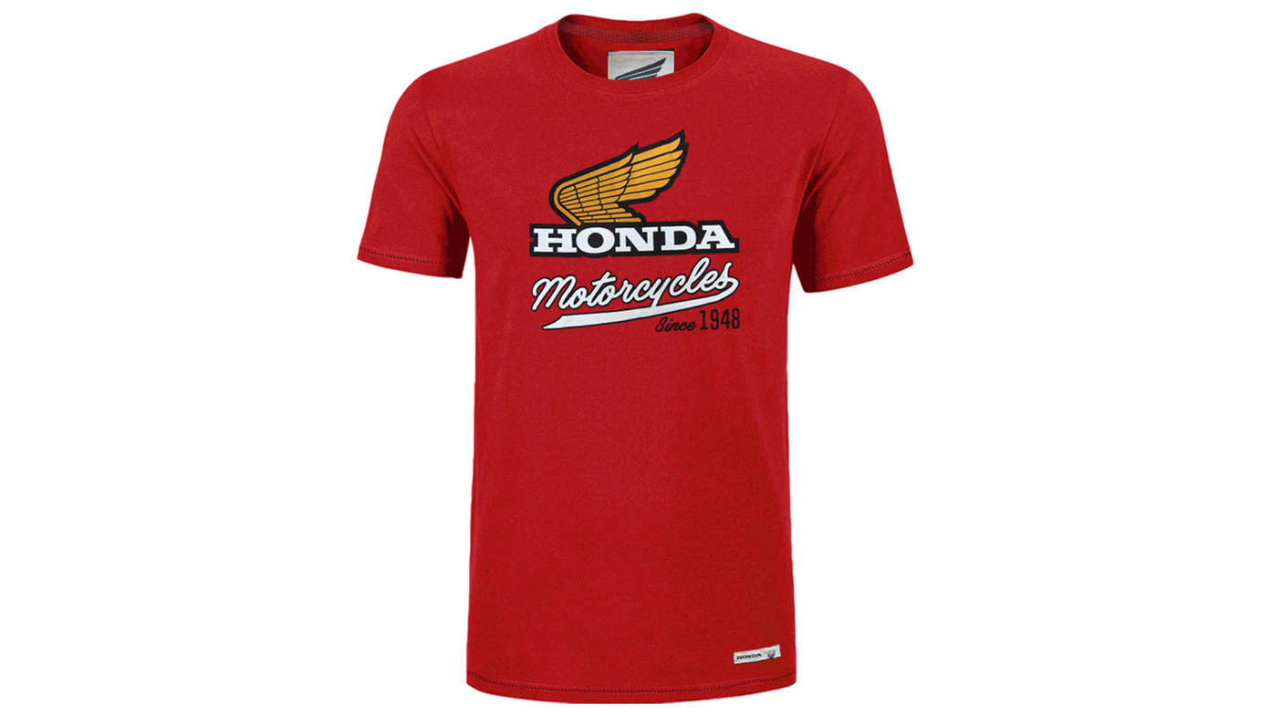 Piros színű Vintage Honda póló. 