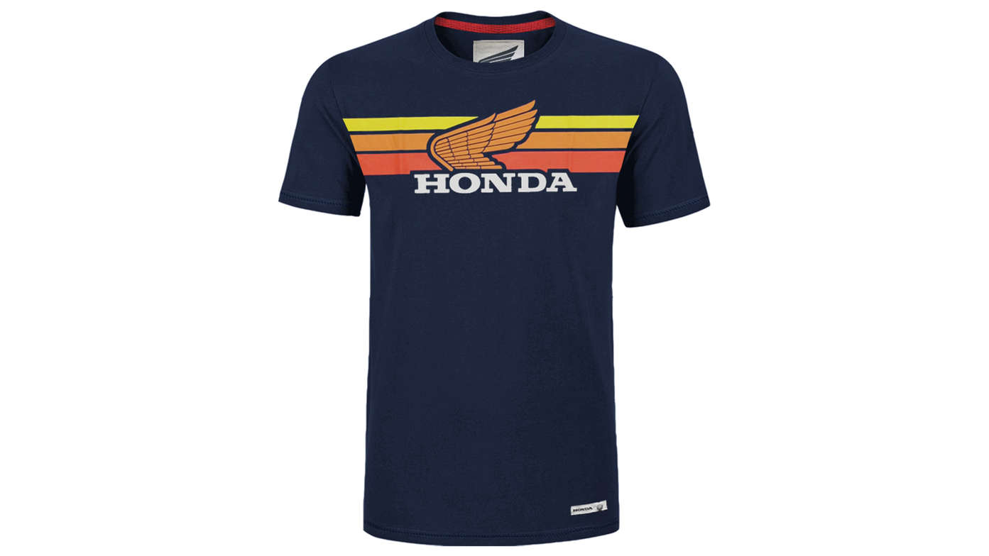 Tengerészkék és sunset vintage Honda póló.
