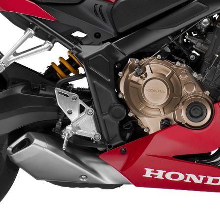 CBR650R, stúdiófelvétel, fókuszban a kipufogócső
